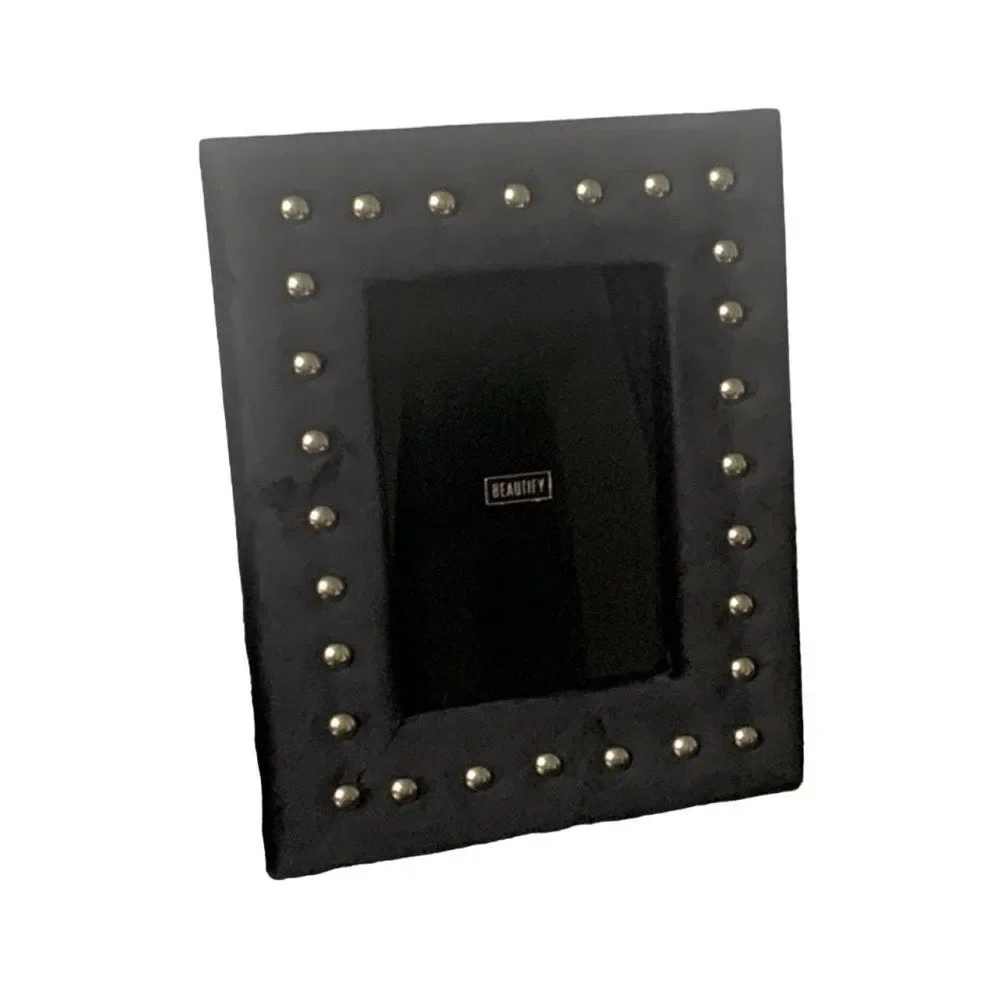 Black Velvet 4x6 Picture Frame – Art Deco Studded Hollywood Regency Display